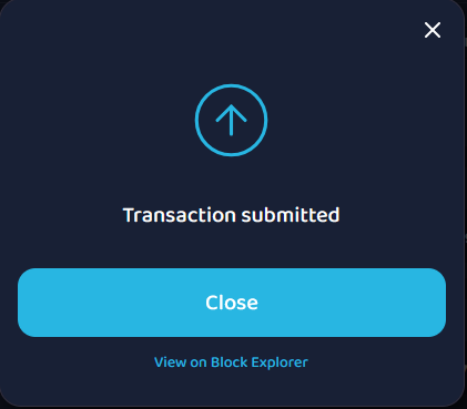 Transaction submitted window