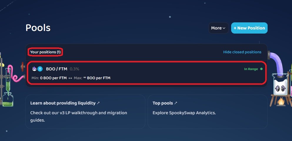 Open liquidity position
