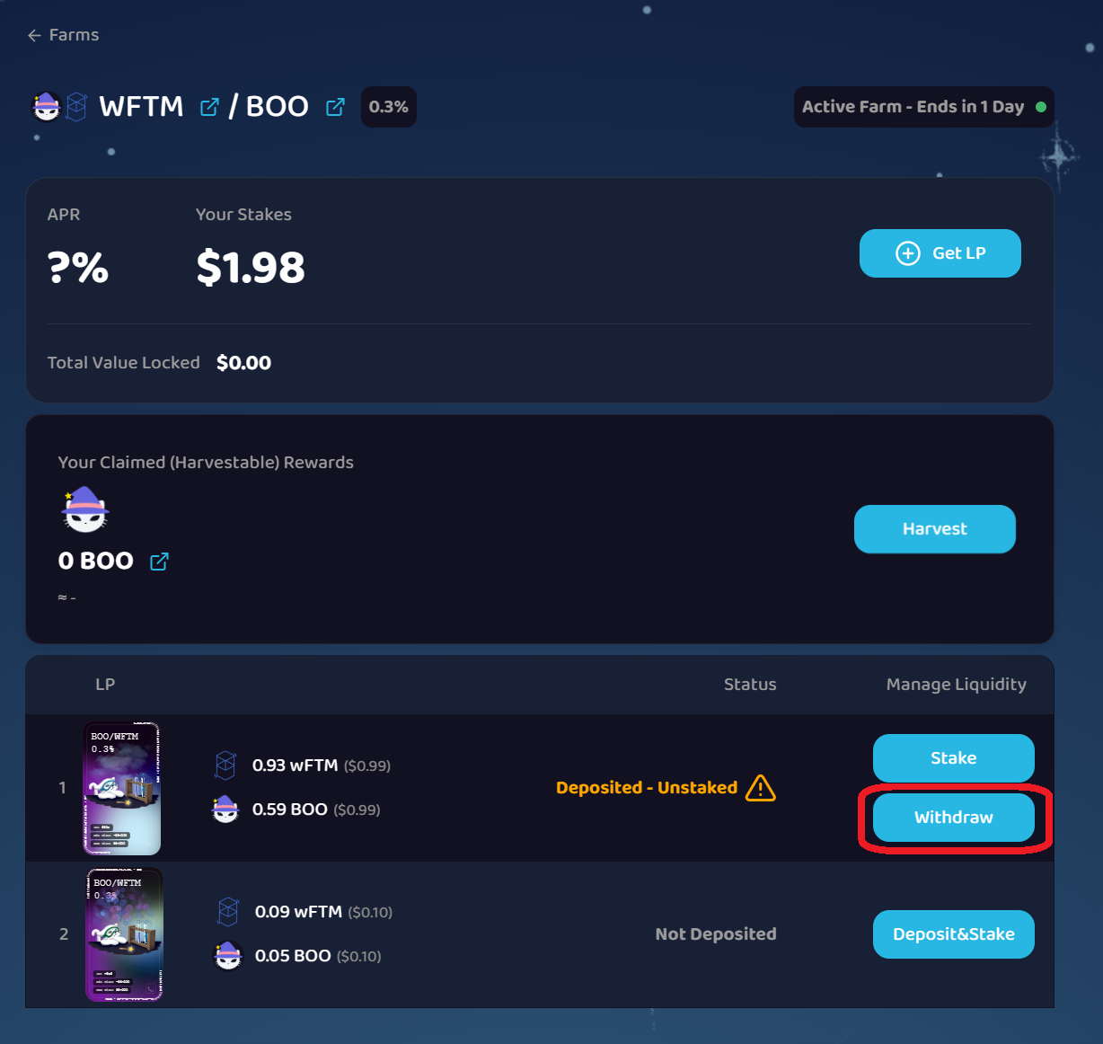 Withdraw LP